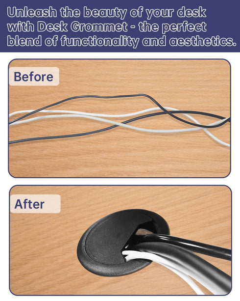 GA1FSL Grommet Grommet 2 Inch (10 Pack) (50mm) Desk & Cable - Black Desk Hole Cover with Hole Saw - Cable Management