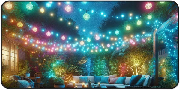 GENERIC Color-Changing String Lights Premium Desk Mat - Vibrant Colors with Rubber Base