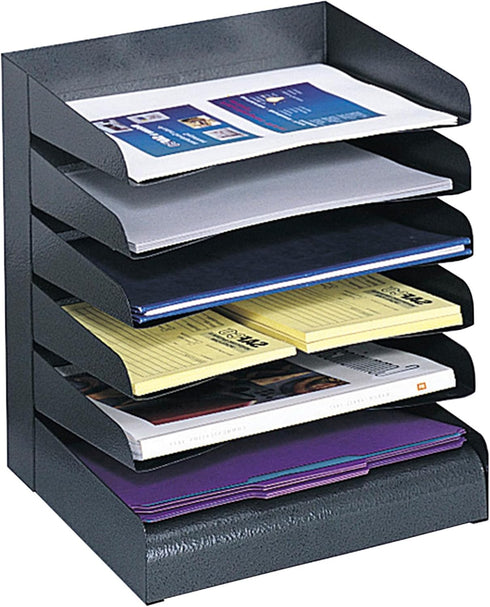 Safco 6 Tier Desk Organizer, File Organizer with 6 Shelves, Powder Coated Finish, Commercial-Grade Steel for Home,