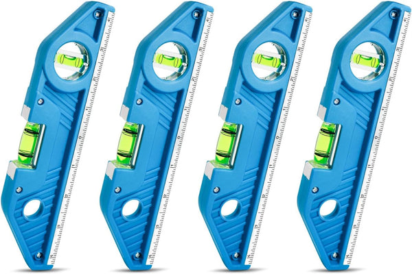 WBE 4-Piece Torpedo Level Set, 9 Inch Magnetic Level, with 0/90 Bubbles, Large
