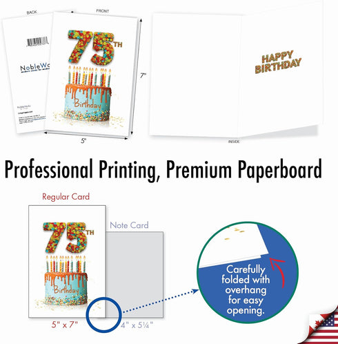 NobleWorks Funny 75th Birthday Card, 75 Year Old Humor Notecard for Milestone Birthdays Celebration - Big Day 75