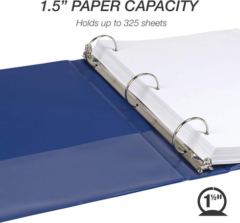 Samsill 1.5 Inch Value Document Storage 3 Ring Binder, Round Ring, 11 x 8.5 Inches, Dark Blue/Navy (11502) by Samsill