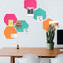 Navaris Hexagon Felt Board Tiles, Set of 6 Memo Bulletin Boards with Push Pins (5.9 x 7 inches) - Turquoise, Orange