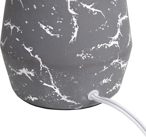 LT1171-GRY 13.78" Simple Designs Chic Glow Marble Inspired Ceramic Table Lamp with Fabric Shade, for Bedroom, Office