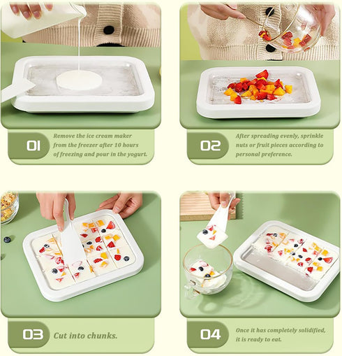 EL EastLane 2 Ice Cream Roller Maker Kit with a Bear Bowl and Scrapers, Instant Rolled Ice Cream Tray Freezy Bake at