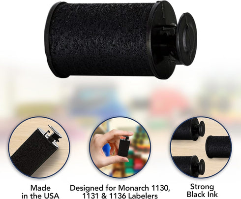 Perco Ink Roll for Monarch 1130, 1131, and 1136 Price and Date Guns - Pack of 4 Replacement Inkers, Easy to Load, Made
