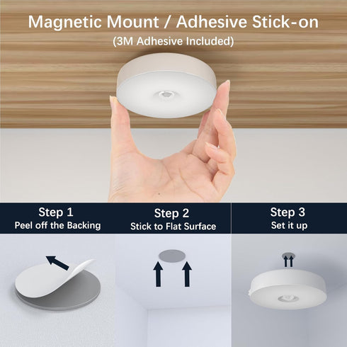 JOGOLED Closet Counter 3-Pack Under Cabinet Light Motion Sensor - Rechargable Puck Lights, Stick on Night Lighting