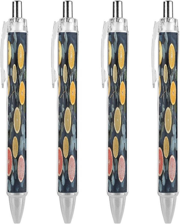 LPSADGF Leaves And Citrus Ballpoint Pens 4 PCS Retractable Smooth Writing Pens with