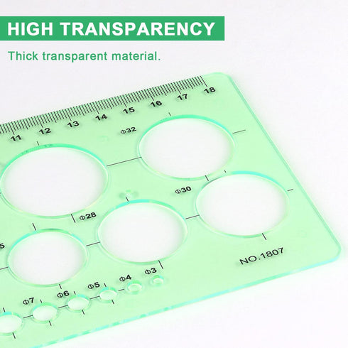 Tamaki Circle Template Measuring Geometry Ruler Stencils for Drafting Digital Drawings, 2 Pack for Office, School