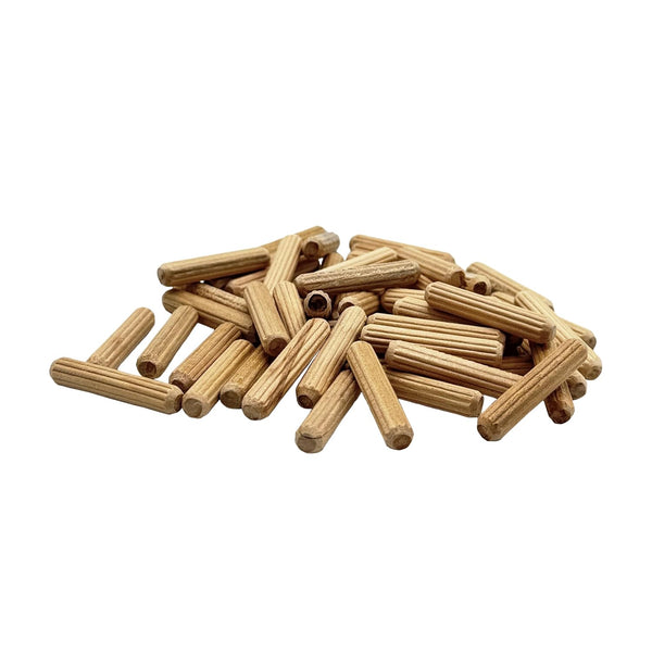 15/64" x 1 1/4" Wooden Dowel Pins - 100 Pack, Kiln Dried, Fluted, Beveled