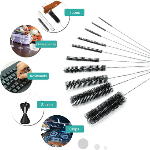 AKOAK 8.2 Inch Set Cleaning,Set 10 Nylon Tube Brush Pipe Cleaning Brushes for Drinking Straws Glasses Keyboards Jewelry
