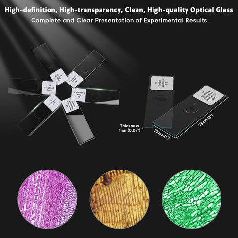 PALOBIL 60 Microscope Slides with Specimens,Prepared Microscope Slides for Kids,Glass Slides for Microscope,Prepared