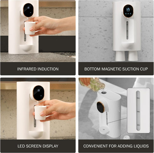 Ginwrek 540ml 3 Shot Dispenser for Alcohol Automatic Mouthwash Dispenser, Wall Mounted Mouthwash with Magnetic Cups