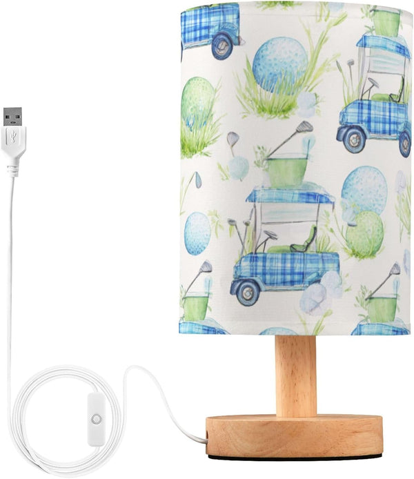 Vozoza Golf Carts Green LED Table Lamp with USB Port Night Light Bedroom