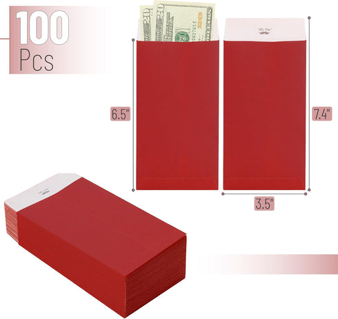 Mr. Pen- Money Envelopes for Cash, 100 Pack, 6.5" x 3.5", Red Cash Envelopes, 100 Envelopes Money Saving Challenge, Money Saving Envelopes, Small Envelopes for Money Envelopes for Cash Budgeting by Mr. Pen