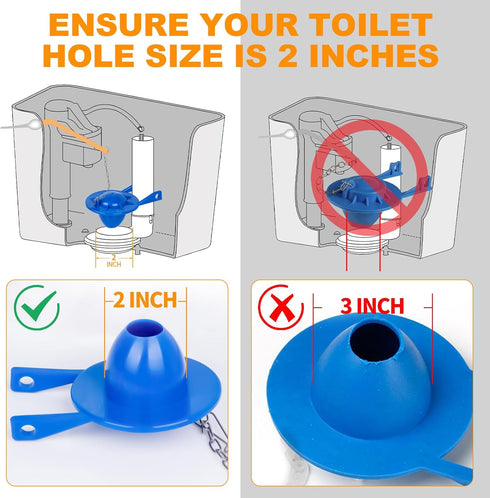 Toilet Flapper Replacement Kit, 2 Inch Universal Toilet Tank Flapper for American Standard, Kohler, Fluidmaster