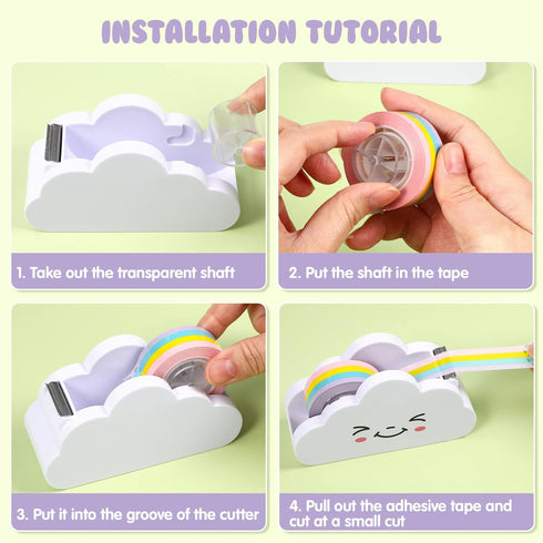 STOBOK Desktop Tape Dispenser - Creative Cloud Holder with Rainbow Tape Roll Cutter for Kids Art Craft