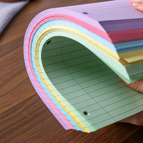Koogel 300 Sheets Loose Leaf Paper, College Ruled, Colorful Office Filler Paper for 3-Ring Binders