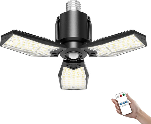 Wufy Motion Sensor Garage Lights 8000LM, Deformable Motion Activated LED Garage Ceiling Light