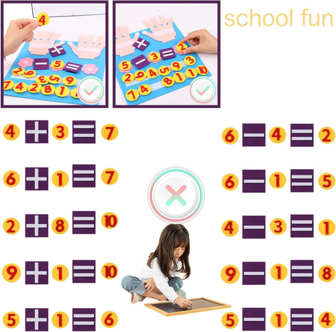 BENOSPACE Counting Felt Board Finger Numbers Toy Educational Learning Supplies Addition Subtraction Manipulatives Math