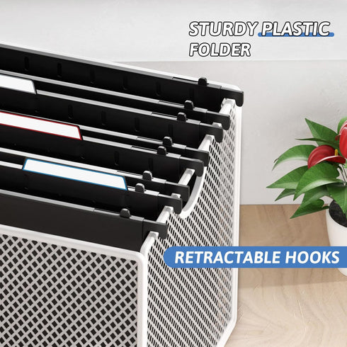 Plastic Extra Capacity Hanging File Folders, 6 Pack Heavy Duty 4" Expandable with Movable Dividers, Letter Size-Black