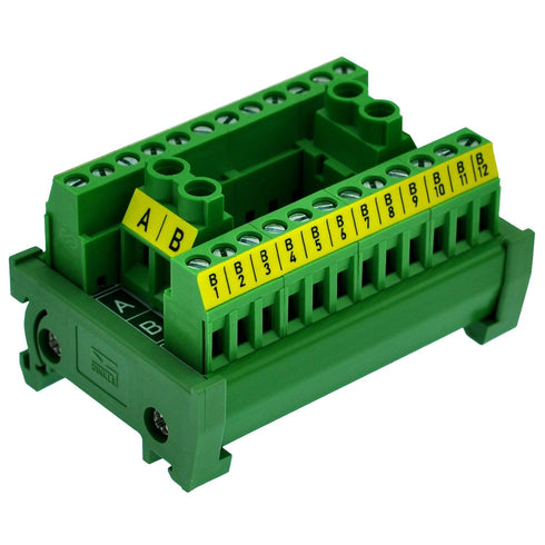 OONO DIN Rail Mount 30A/300V, 2x12 Position Screw Terminal Block Distribution Module