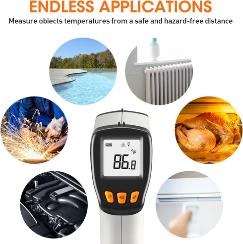 Infrared Thermometer, LEERCHUANG Digital Temperature Gun for Pizza Oven, Non-Contact Laser Thermometer