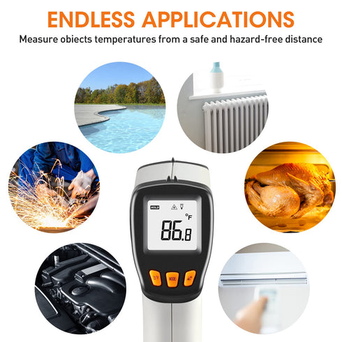 Infrared Thermometer, Laser Temperature Gun for Cooking, Non Contact Temp Gauge -58 to 788?, Not for Human