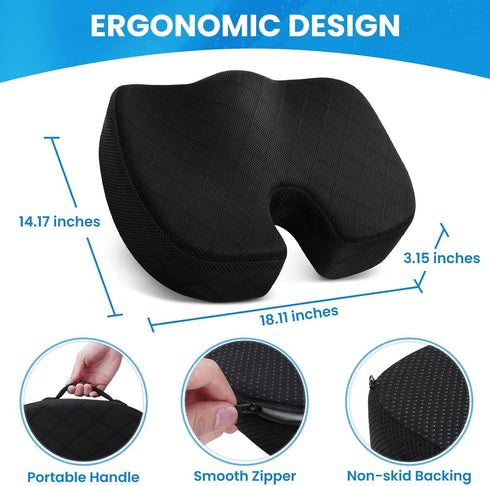 Generic Memory Foam seat Cushion, ergonomically Designed Orthopedic Coccyx Pillow, relieves Coccyx Pain, Hemorrhoids