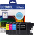LC201 Ink Cartridges (2 Black, Cyan, Magenta, Yellow) - 5-Pack Compatible for Brother LC201XL