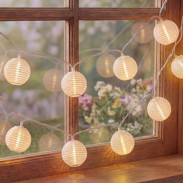 White Lantern String Lights Plug in, 8.5Ft Hanging Indoor Decorative String Lights