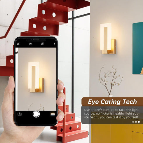 JERANDO 3000K Modern LED Wall Sconces, Acrylic Gold Wall Lamp, Warm White Indoor Wall Light, Hardwired Wall Mount