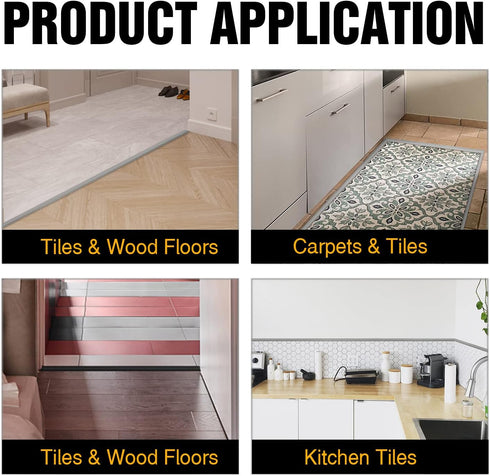 Carpet & Floor Edging Trim Strip, Self Adhesive PVC Floor Transition Strip for Doorways with Height Less Than 3 MM