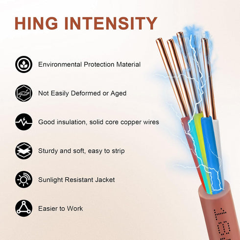 18/5 25FT 18 5 Thermostat Wire - Solid Copper Gauge Conductor Power Circuit Cable for Heating & air Conditioning