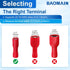 Baomain 100-Pack 0.11" Female Quick Disconnect Spade Terminals - 22-16 AWG 2.8mm, Fully Insulated Crimp Connectors