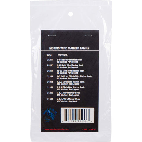 Morris Products Pre-Printed Wire Marker Booklet - Tyvek Book A - Z, 0-15, 10 Markers Per Legend