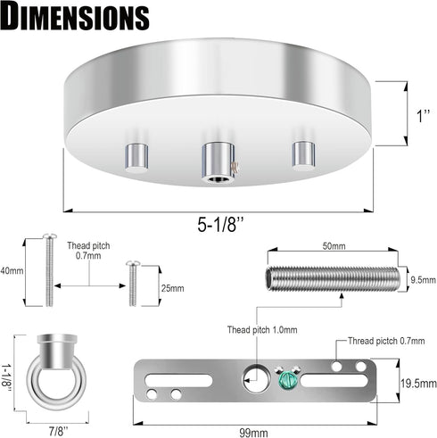2 Pack 5-1/8 Inches Light Canopy Kit with Heavy Duty Replacement Ceiling Cover Plate & Mounting Hardware for Lighting