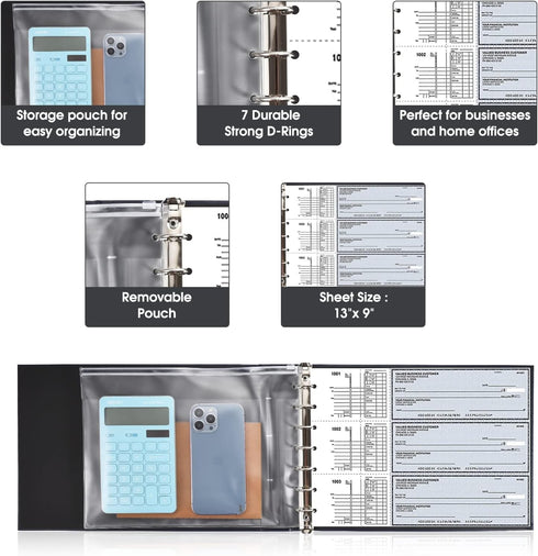 Pacific Mailer 7 Ring Check Binder, Dark Blue, 3-On-A-Page Holder, 500 Checks Capacity