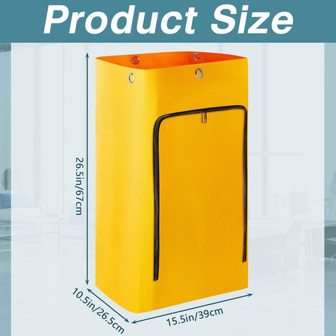Cleaning Cart Bag Zippered Front Replacement Janitorial Cart Bag 24 Gallon Large Capacity Commercial Cleaning Bags for Cleaning Cart Housekeeping Carts, Yellow (26.5 x 15.5 x 10.5 Inch) by Meanplan