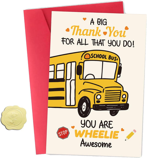 Bus Driver Thank You Card, End of Year Gift, School Bus Driver