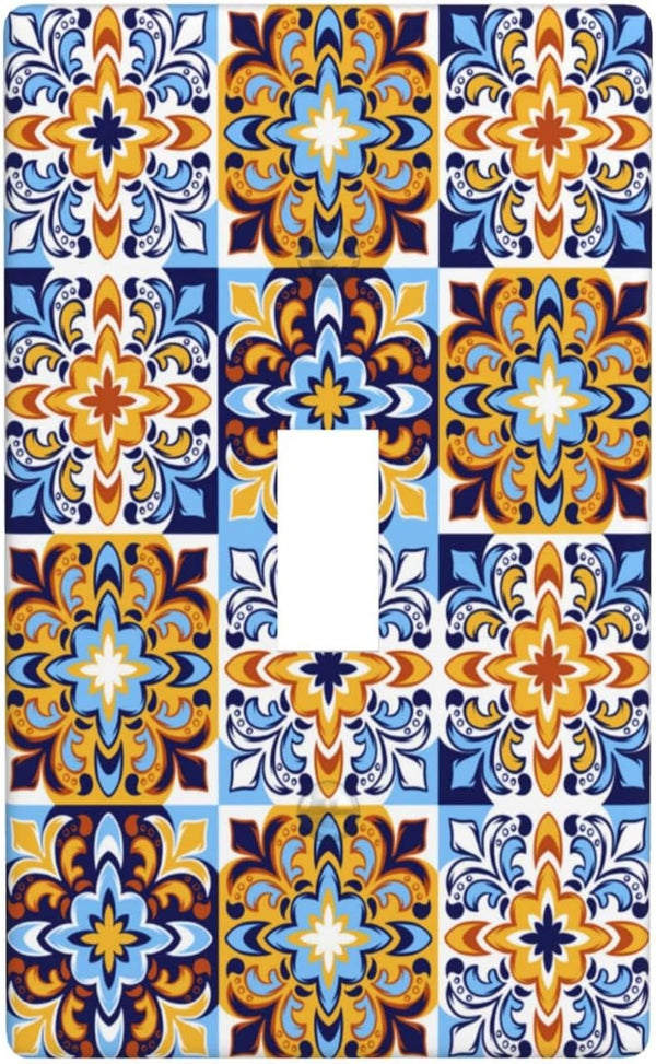 Mexican Talavera Tiles Single Toggle Light Switch Plate Cover: Decorative Wall Plate for Home, Bedroom, Kitchen,