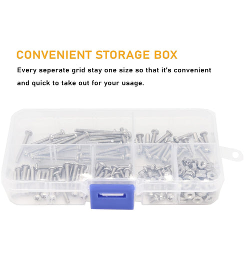 binifiMux 160pcs Assortment Kit #4-40 UNC Phillips Pan Head Machine Screws Hex Nuts, 304 Stainless Steel Silver Tone