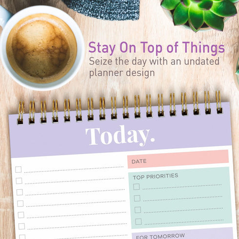 S&O Daily Planner Notepad for Productivity, 52 Page Undated To Do List Organizer - MAUVE