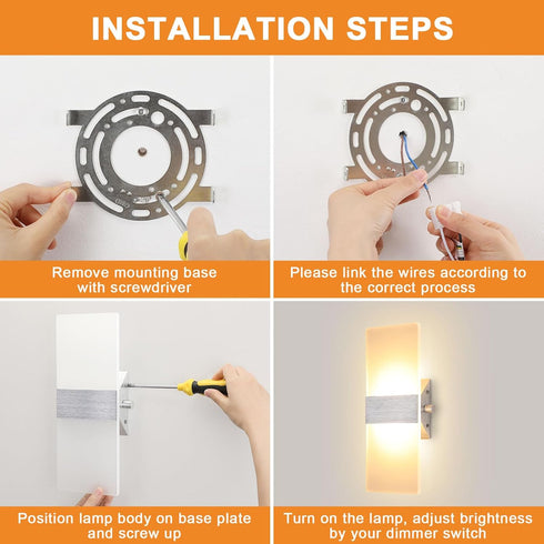 Dimmable 12W HS621-2 LIGHTESS Modern Wall Sconces Switch LED Wall Lights Up Down Wall Lamp Acrylic for Bedrooms Hallway