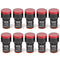 GASHER 12V 20mA Energy Saving Indicator Light, Red, 10 Pcs, Mounting Hole Size 22mm (7/8 Inch)