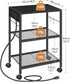 HOOBRO Industrial Printer Stand, 3-Tier Mobile Printer Table with Power Outlets and USB Ports, Black BB22UPS01, for