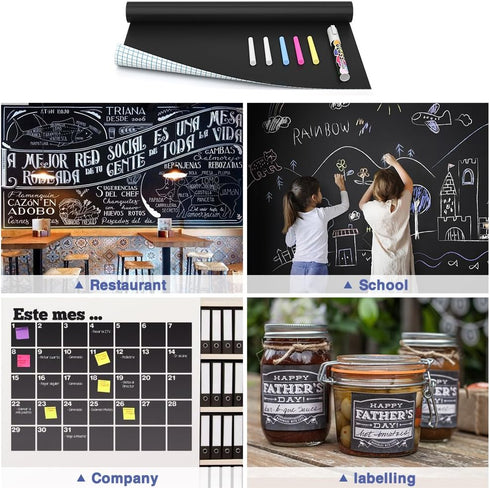 Nicpro Chalkboard Contact Paper Roll, 17.7" X 78.7" Self Adhesive Blackboard Wallpaper with 1 Marker & 5 Chalk