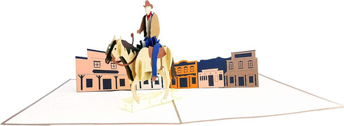 iGifts And Cards Inspirational Cowboy 3D Pop Up Greeting Card, All Occasion, Happy Birthday, Saloon Gift