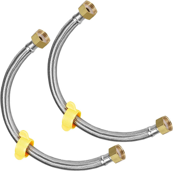 Faucet Supply Hose Connector 2Pcs 400mm/16" 304 Stainless Steel G1/2 Female Water Supply