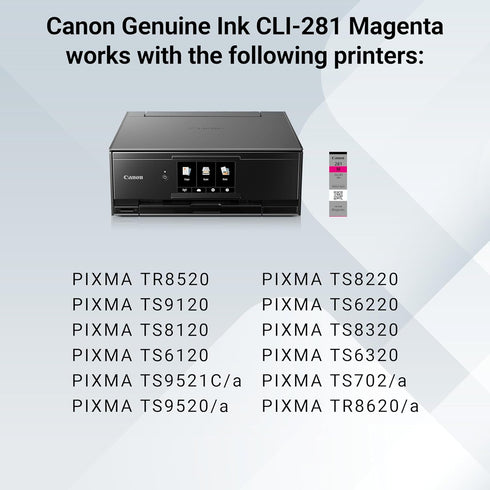 Canon CLI-281 Genuine Magenta Ink Tank, Compatible with TR8520, TS9120, TS8120, TS6120, TS9521C/a Series